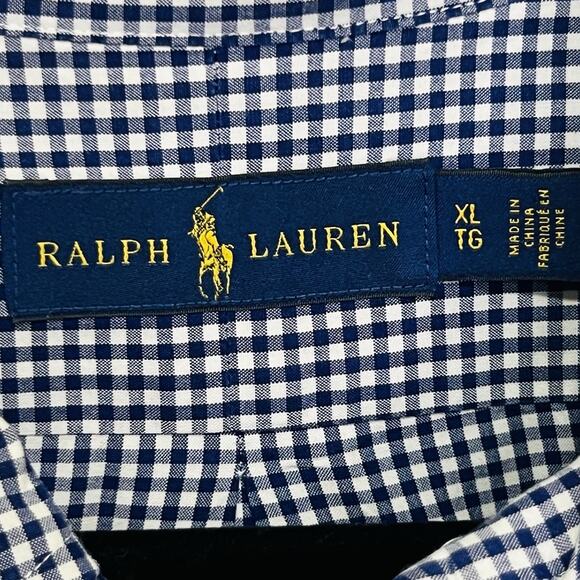 Ralph Lauren Men's Button Down Long Sleeve Shirt XLT Blue/WhteCheck Red Pony - Picture 4 of 13